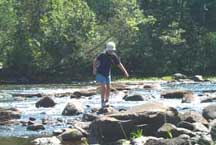 Boulder-hopping at Foster's Rapids