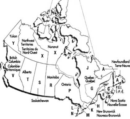 Canada+postal+codes+map